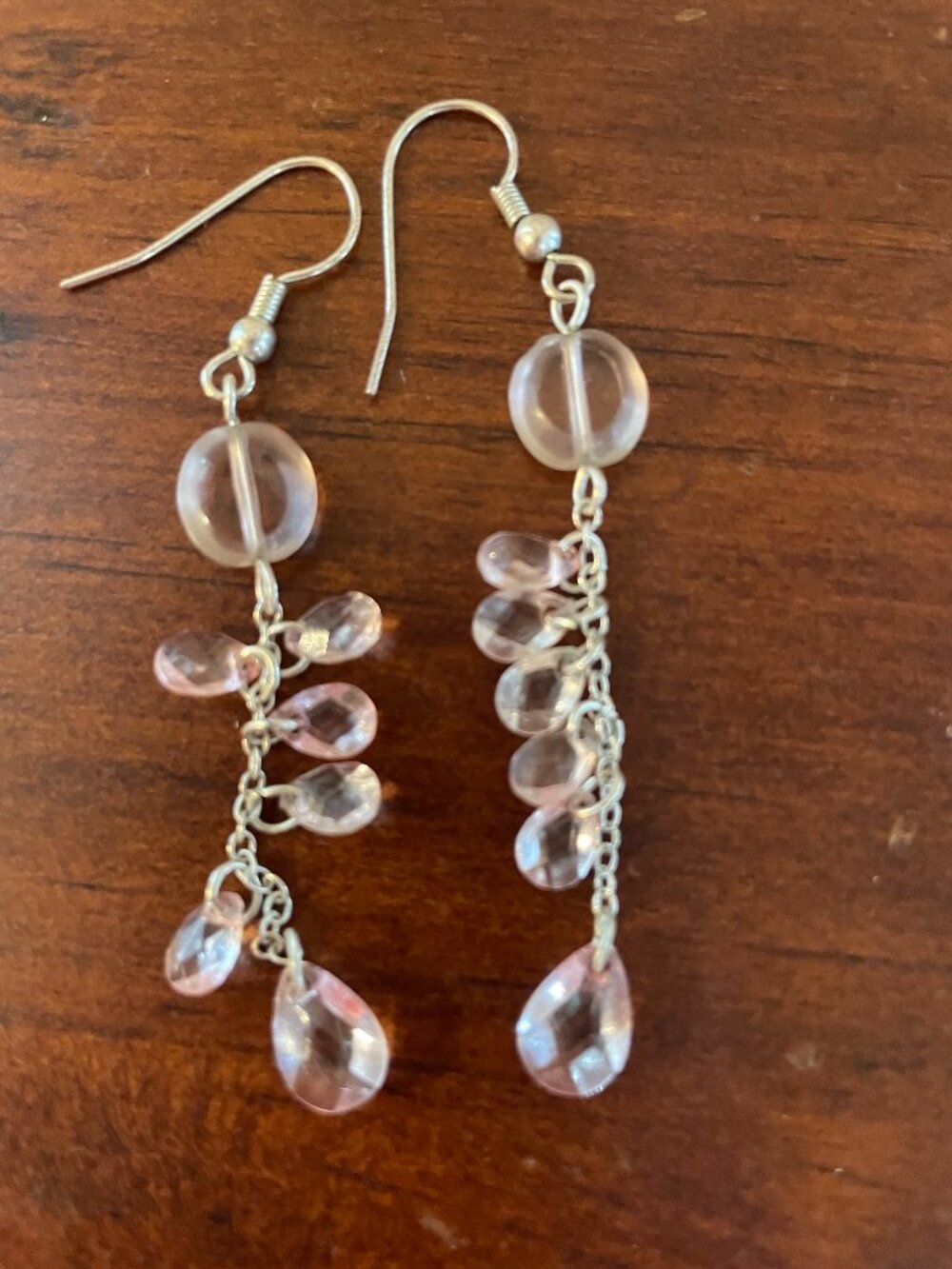 Bundle 3 pairs for $12.  Pink Beaded Dangle Earrings